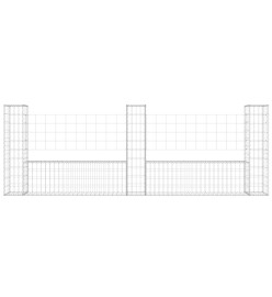 Panier de gabion en forme de U avec 3 poteaux Fer 260x20x100 cm