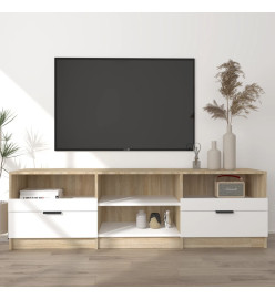 Meuble TV Blanc et chêne sonoma 150x33,5x45cm Bois d'ingénierie