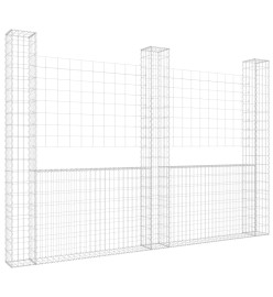 Panier de gabion en forme de U avec 3 poteaux Fer 260x20x200 cm