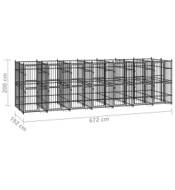 Chenil d'extérieur pour chiens Acier 12,9 m²