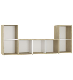 Ensemble de meubles TV 3 pcs Blanc et chêne sonoma Aggloméré