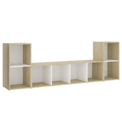 Ensemble de meubles TV 3 pcs Blanc et chêne sonoma Aggloméré