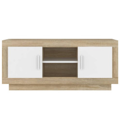 Meuble TV Blanc et chêne sonoma 102x35x45 cm Bois d'ingénierie