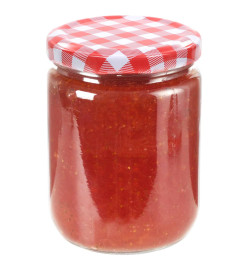 48 pcs Pots à confiture Couvercle blanc et rouge Verre 230 ml