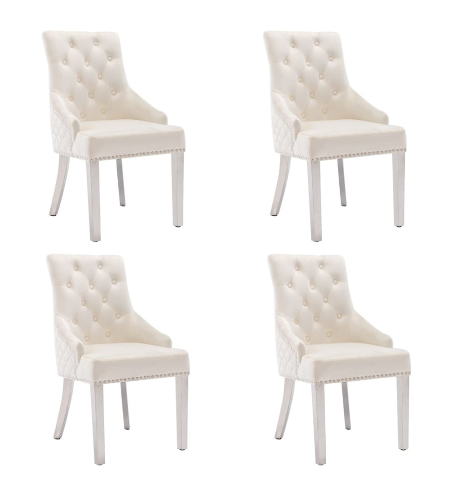 Chaises à manger lot de 4 crème velours Chaises à manger lot de 4 crème velours