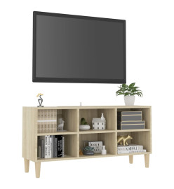 Meuble TV avec pieds en bois massif Chêne sonoma 103,5x30x50 cm