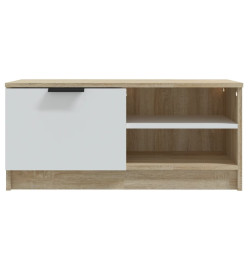 Meuble TV Blanc et chêne sonoma 80x35x36,5 cm Bois d'ingénierie