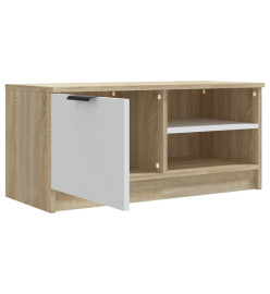 Meuble TV Blanc et chêne sonoma 80x35x36,5 cm Bois d'ingénierie