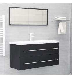 Ensemble de meubles de salle de bain 2 pcs Gris Aggloméré