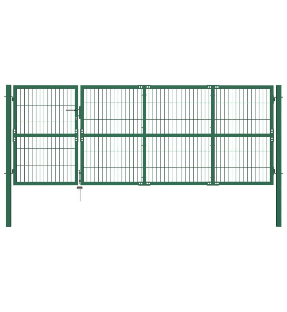 Portail de clôture de jardin avec poteaux 350x120 cm Acier Vert