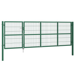 Portail de clôture de jardin avec poteaux 350x120 cm Acier Vert