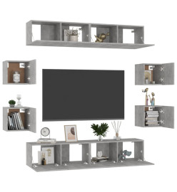 Ensemble de meubles TV 8 pcs Gris béton Aggloméré