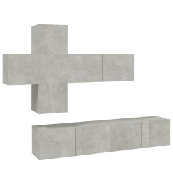 Ensemble de meubles TV 7 pcs Gris béton Bois d'ingénierie