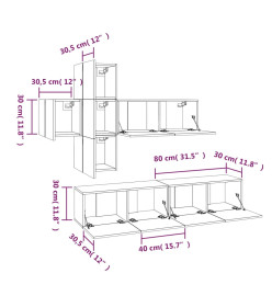 Ensemble de meubles TV 7 pcs Gris béton Bois d'ingénierie