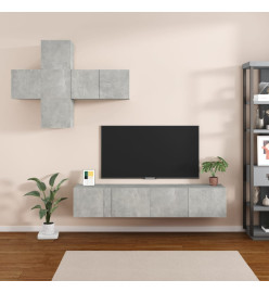 Ensemble de meubles TV 7 pcs Gris béton Bois d'ingénierie