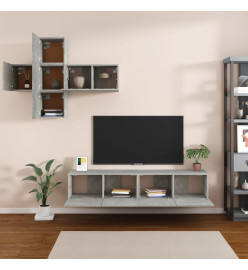 Ensemble de meubles TV 7 pcs Gris béton Bois d'ingénierie