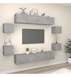 Ensemble de meubles TV 8 pcs Gris béton Bois d'ingénierie