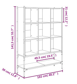 Bibliothèque chêne sonoma 102x30x141,5 cm bois d'ingénierie