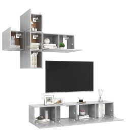 Ensemble de meuble TV 7 pcs Gris béton Aggloméré