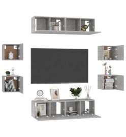 Ensemble de meubles TV 8 pcs Gris béton Aggloméré