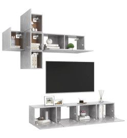 Ensemble de meuble TV 7 pcs Gris béton Aggloméré