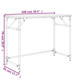 Bureau noir 100x45x76 cm bois ingénierie acier enduit de poudre