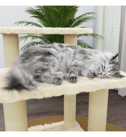 Arbre à chat avec griffoirs en sisal Crème 50,5 cm