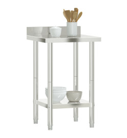 Table de travail de cuisine avec dosseret 55x55x93 cm inox