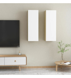 Meubles TV 2 pcs Blanc et chêne sonoma 30,5x30x90 cm Aggloméré