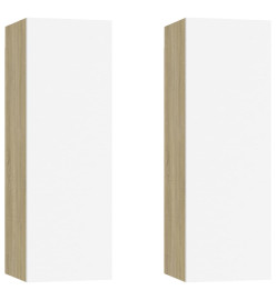 Meubles TV 2 pcs Blanc et chêne sonoma 30,5x30x90 cm Aggloméré