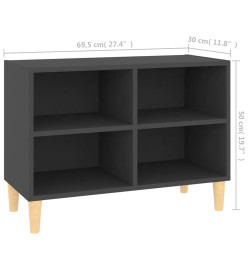 Meuble TV avec pieds en bois massif Gris 69,5x30x50 cm