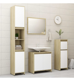 Armoire de bain Blanc et chêne sonoma 30x30x95 cm Aggloméré