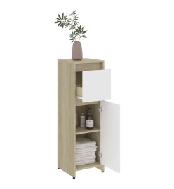 Armoire de bain Blanc et chêne sonoma 30x30x95 cm Aggloméré