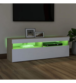 Meuble TV avec lumières LED blanc et chêne sonoma 120x35x40 cm