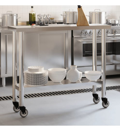 Table de travail de cuisine avec roues 110x30x85 cm inox