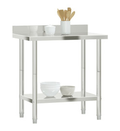 Table de travail de cuisine avec dosseret 82,5x55x93 cm inox