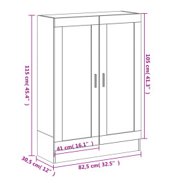 Bibliothèque sonoma gris 82,5x30,5x115 cm bois d'ingénierie