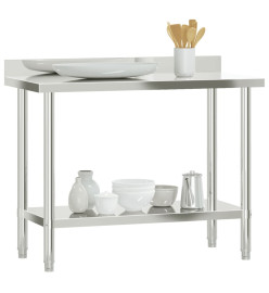 Table de travail de cuisine avec dosseret 110x55x93 cm inox