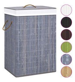 Panier à linge avec 2 sections bambou gris 72 L