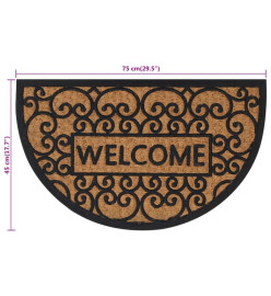 Tapis de porte demi-rond 45x75 cm caoutchouc et fibre de coco