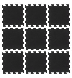 Carreaux de sol caoutchouc 9 pcs noir 16 mm 30x30 cm