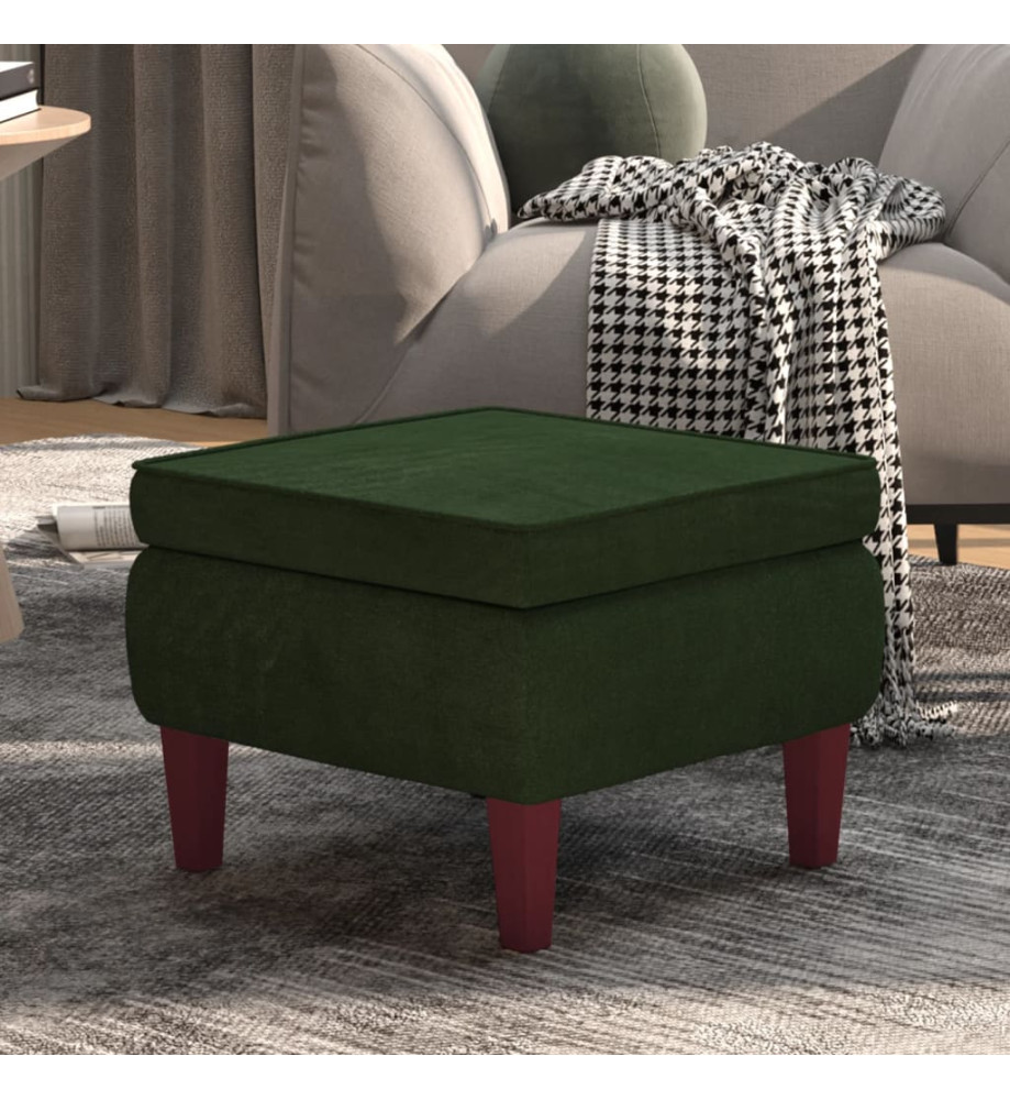 Tabouret avec pieds en bois Vert foncé Velours