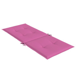 Coussins de chaise de jardin à dossier haut lot de 2 rose tissu