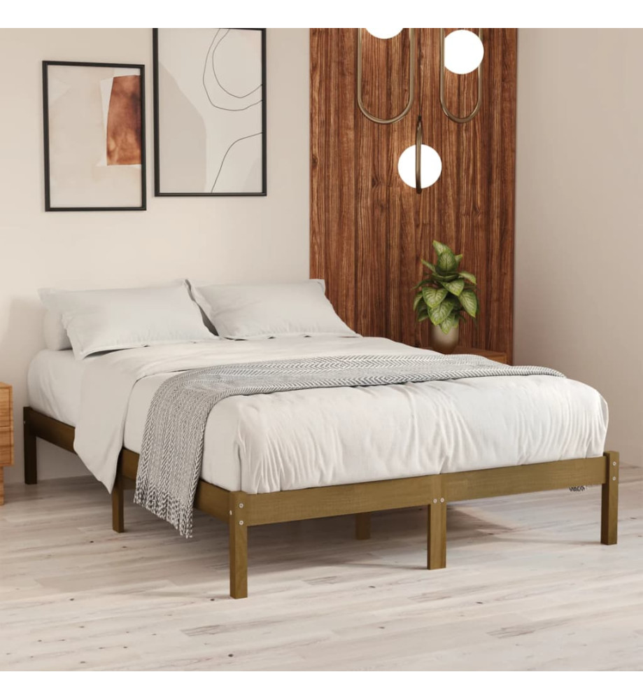 Cadre de lit Marron miel Bois massif 180x200 cm Super King