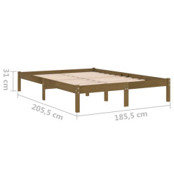 Cadre de lit Marron miel Bois massif 180x200 cm Super King