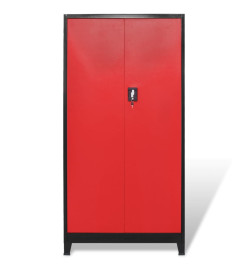 Armoire à outils avec 2 portes Acier 90x40x180 cm Noir et rouge