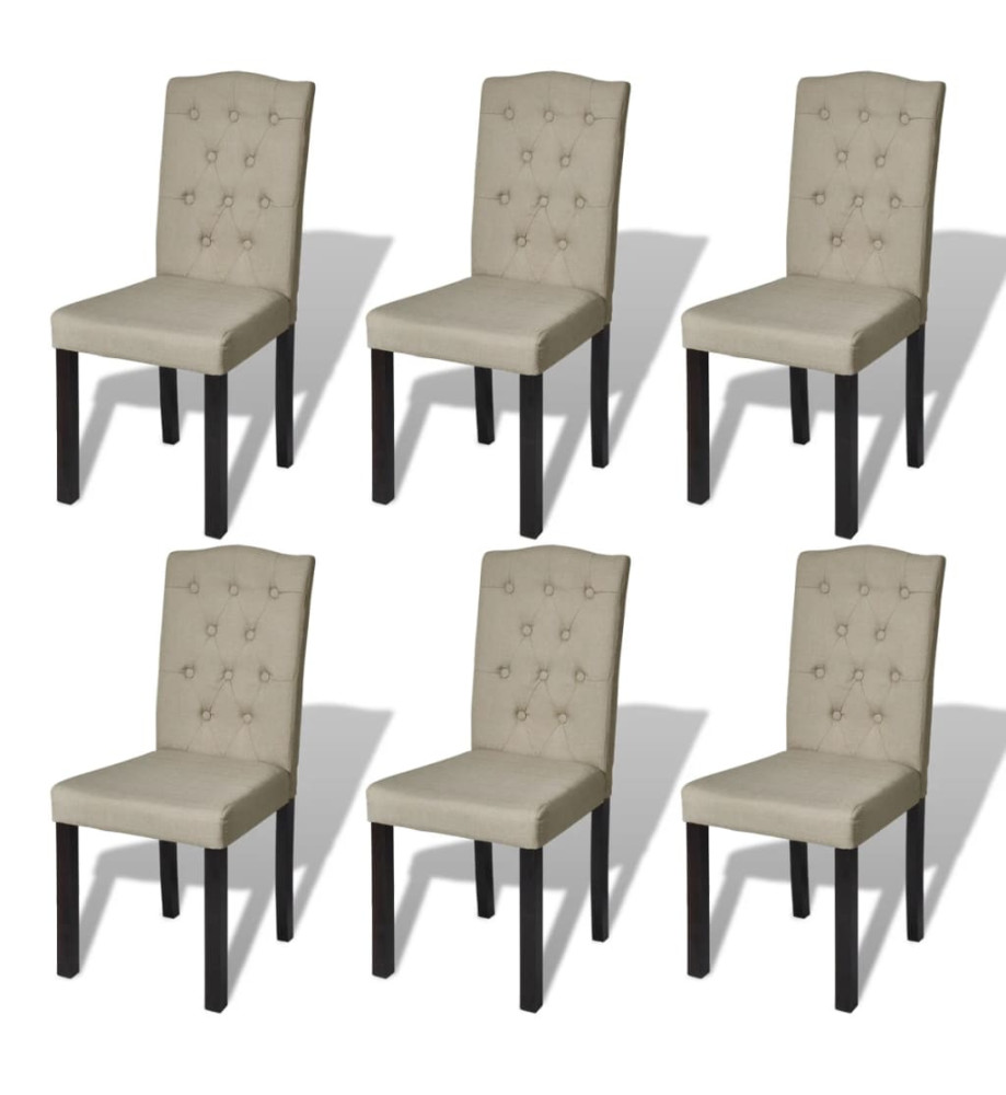 Chaises à manger lot de 6 poil de chameau tissu