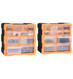 Organisateurs multi-tiroirs avec 12 tiroirs 2 pcs 26,5x16x26 cm