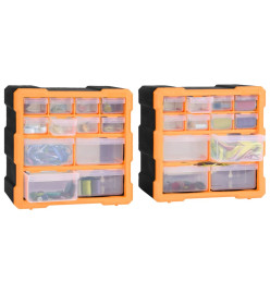 Organisateurs multi-tiroirs avec 12 tiroirs 2 pcs 26,5x16x26 cm