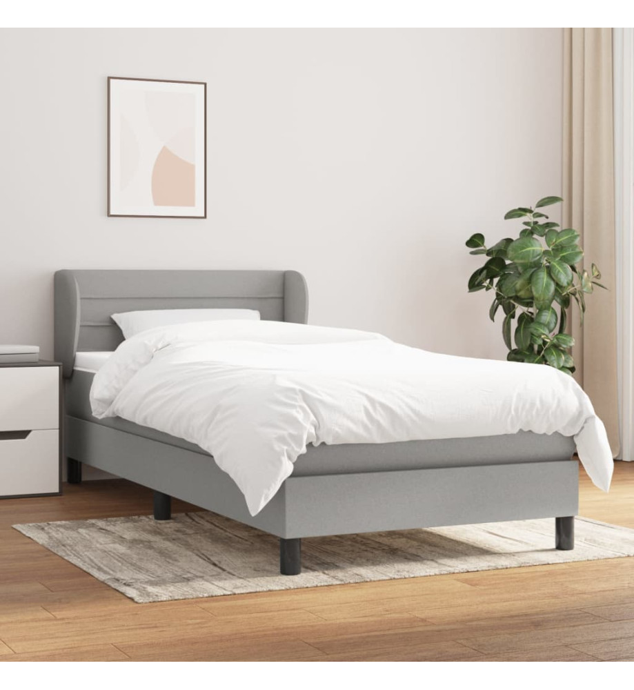 Lit à sommier tapissier avec matelas Gris clair 80x200 cm Tissu